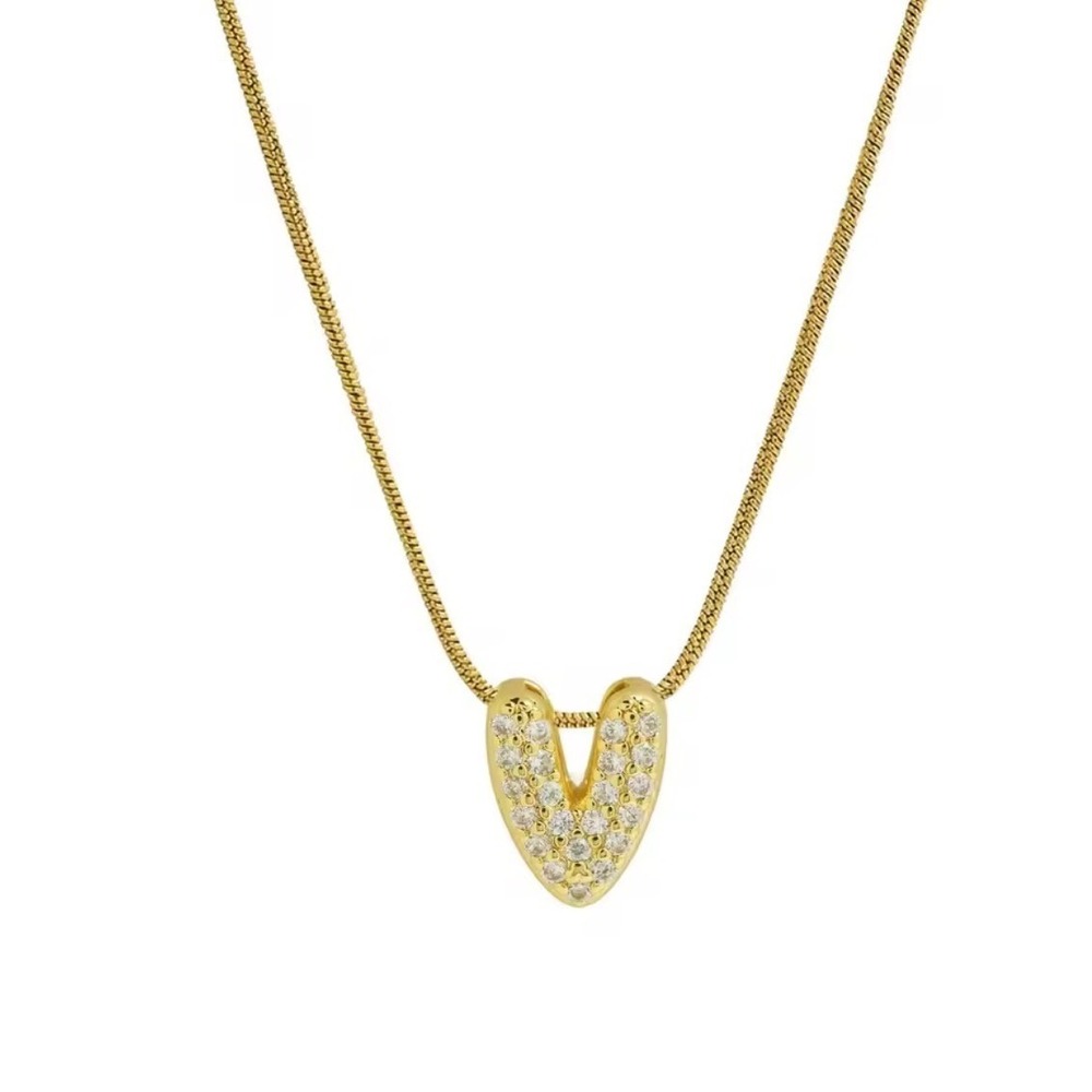 18k Gold Plated Initial V Necklace Pave Cubic Zirconia Letter Pendant Chain